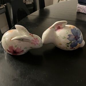 Villeroy & Boch White Porcelain Bunny Figurine with Pastel Floral Accents